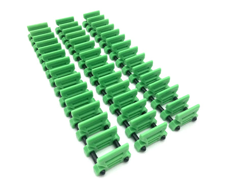 Space Saving 42 Wrench Organizer Set with Infinitely Adjustable Dividers in a durable green finish, arranged in lines
