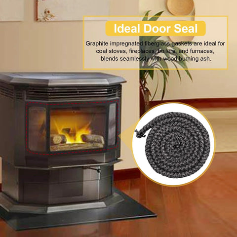 Adviace 842-2350 stove door gasket rope, graphite-impregnated fiberglass, 7/8 in x 7 ft, front view
