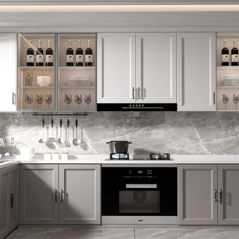 Modern kitchen cabinets with 5 Pack 3.75 Inch Black And Gold Cabinet Handles Slick Modern Zinc Alloy Drawer Pulls Matte Finish