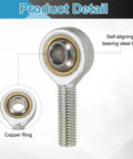 4 Pcs SA12T/K Rod End Bearings With 12mm Bore M12x1.75 Left Hand Male Thread Jam Nuts Chrome Steel Self-Lubricating Joints For Flexible Machine Linkage And Robot Arms, self-aligning steel ball