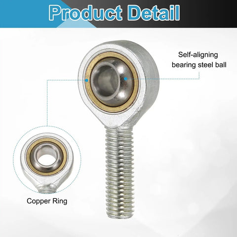 4 Pcs SA12T/K Rod End Bearings With 12mm Bore M12x1.75 Left Hand Male Thread Jam Nuts Chrome Steel Self-Lubricating Joints For Flexible Machine Linkage And Robot Arms, self-aligning steel ball