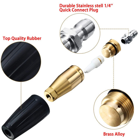 Mudder 4000 PSI pressure washer turbo nozzle kit with brass fittings, black grip, and seven spray tips.