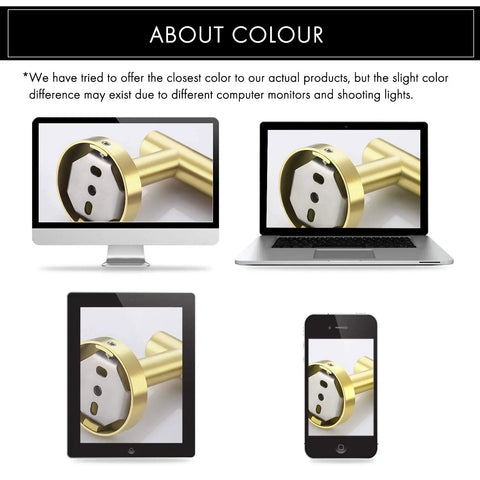 Brushed Gold SUS 304 wall mount detail from Bathroom Hardware Set on various screens, highlighting modern luxe design.