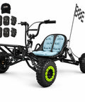 Family Fun Gas Powered Go Kart With 63cc 2 Stroke EPA Engine, 4 Wheel Independent Suspension, safety gear, and black design