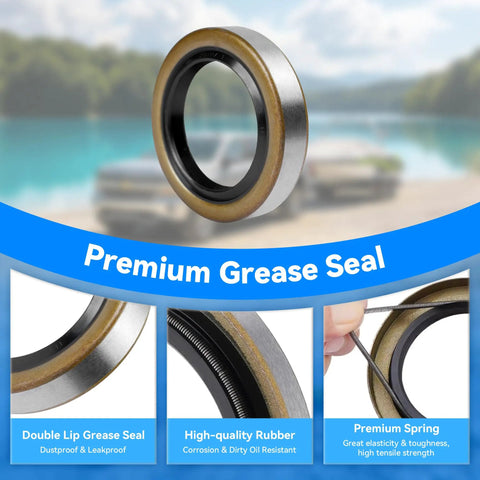 Close-up of premium grease seal from 4 Sets 1.98 Inch Trailer Axle Hub Bearing Kit For 3500 Lb Trailers With L68149 Bearings