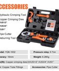 Open case of Pro Press Copper Pipe Crimp Tool Kit With Three Dies For One Half Inch, Three Quarter Inch And One Inch PEX Plumbing