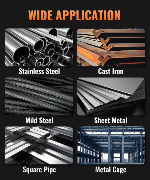 Image showing wide application of Dual Voltage 110V 220V Arc MMA TIG Welder 140A on various metal types.