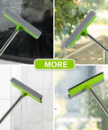 2-In-1 Window Squeegee with 30-59 Inch Stainless Steel Adjustable Handle cleaning glass surfaces outdoors and indoors.