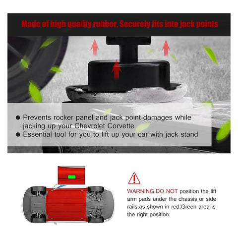 Corvette Lift Pucks Two Pack Floor Jack Pad Set For Safe Jacks On C5 C6 C7 And C8 Models 2011 To 2019 in use, top view