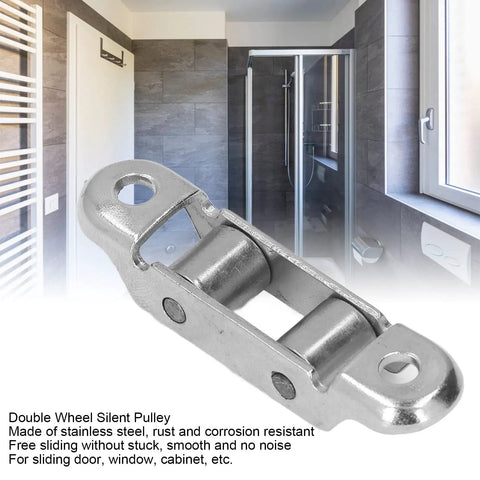 Low Noise Sliding Door Rollers And Window Pulley Set 4 Stainless Steel Double Drive Track Rollers