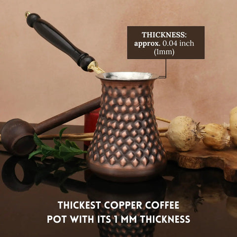 Handmade Copper Turkish Cezve Set Of 3 Extra Large And Medium Pots For Rich Turkish Coffee Dope Copper Pot With Pyramid Pattern And Antique Finish