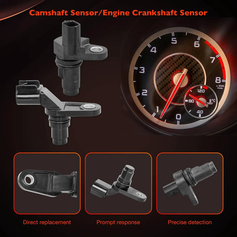 Intake And Exhaust Camshaft Position Actuator VVT Solenoid Kit with close-up of camshaft engine sensors for GM vehicles