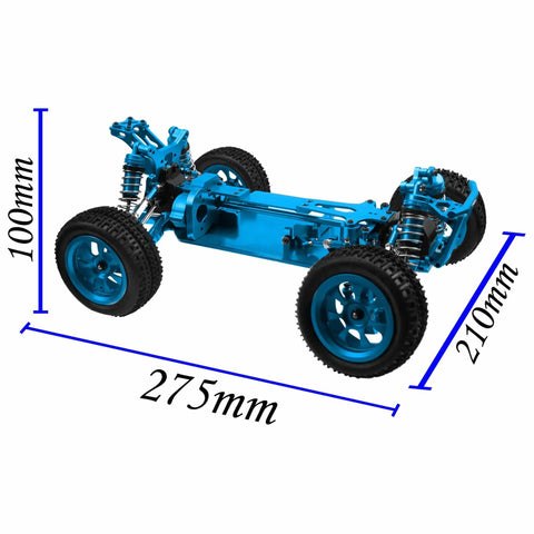 Metal RC Chassis Frame Kit 1/14 4WD For WLtoys 144010 144001 144002 Beefed Up Kit Blue Durable Easy Bolt On DIY Truggy Frame