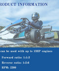 Beefed Up Go Kart Forward Reverse Gearbox With Snappy Three Speed Shifts Featuring A Plug And Play Setup Delivering Killer Performance For Four Stroke Engines Up To Thirteen Horsepower showcased on a racing kart.