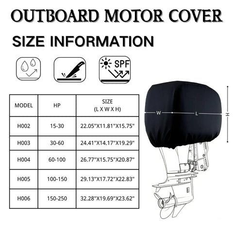 Beefed Up Heavy Duty Boat Outboard Engine Cover For 150-250HP Motors, Lightweight Cowling Protector Shields Against Sun Rain Sand Snow Scratches, Fits Most 32.3 x 19.7 x 23.6 Inches Outboard Engines
