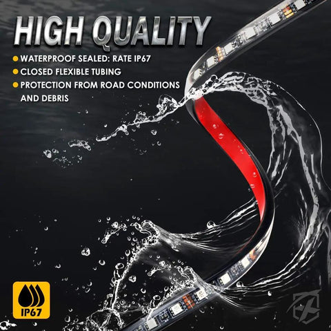 Dope Underglow LED Light Kit For Cars 4 Pieces RGB Neon Underside Lights Waterproof Strip in water demonstration
