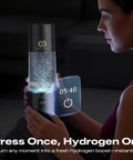 Woman using Top Shelf Hydrogen Water Bottle Generator With 6400 PPB Molecular Hydrogen IHSA Certified 10 Oz Capacity