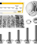 224 Piece M6 Stainless Steel Hexagon Flange Bolt Nut Washer Set Metric Fasteners Assortment Kit For Auto DIY And Heavy Duty Repairs With Precision Threads, organized case