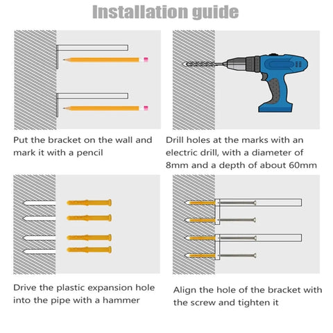 Installation guide for Six Piece Wall Mounted Iron Shelves Set With Heavy Duty Industrial Angle Brackets And Corner Braces