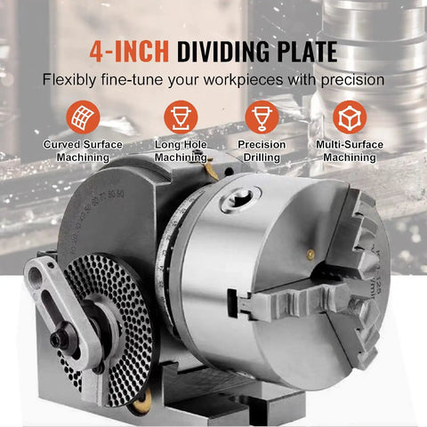 Heavy Duty Indexing Head For Milling Machine With Vertical Horizontal Rotary Table And Precision Tailstock Mount Built Like A Tank For 4 5 6 Inch Chucks Dead On Target Tilting For Serious Shop Projects - 4-inch dividing plate close-up.