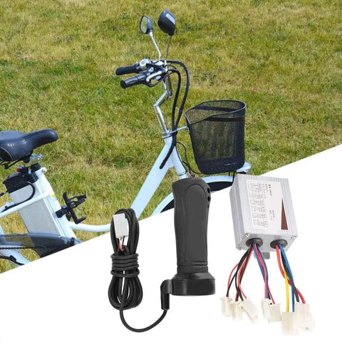 Brushed Motor Speed Controller Box With Throttle Grip For 24V 36V 48V Electric Scooters E Bikes And Trikes 500W Aftermarket Handlebar Controller Non Slip Grip Easy Installation On Right Side mounted on right handlebar