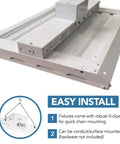 Industrial LED High Bay Light 155 Watt 21080 Lumens With 4000K Or 5000K Selectable Color Temperature, installation options shown