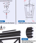 Square Metal Farmhouse Pendant Light Chandelier For Kitchen Island And Foyer assembly instructions and parts layout