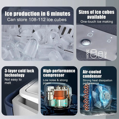 Countertop Ice Maker Brings Major Chill Vibes With A Heavy Duty 26 Pound Daily Output Of Bullet Cubes In Just Six Minutes Plus Self Cleaning Ease And Dual Size Choices For Effortless Home Or Party Flow. Features ice production in 6 minutes and 3-layer cold lock technology.
