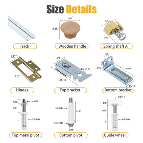 Components of Bifold Closet Door Hardware Kit With 36 Inch Tracks For Two Doors Includes Brackets Pivots And Guide Wheels One Piece Steel Track