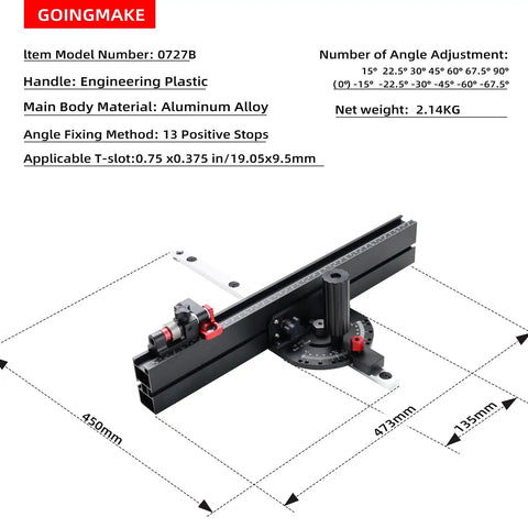 Precision Table Saw Miter Gauge With Micro Adjustable Flip Stop And Magnifier For Dead Nuts True Cuts Features Thirteen Reliable Angle Stops And Eighteen Inch Fence To Make Crosscuts Absolute Breeze, aluminum alloy, 450mm length.
