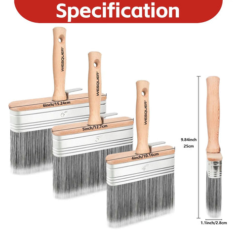 Deck Stain Brush Set 3 Pack With 4 Inch 5 Inch 6 Inch Wide Brush For Stains Paints And Limewash Includes Extension Pole
