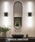 Modern LED Vanity Light For Bathrooms, 40 Inch Over Mirror Fixture With 360 Degree Full Lighting, Matte Black, Vertical Mounting
