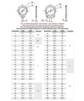 Technical diagram and sizing chart for 50 Pcs 304 Stainless Steel External Circlips C Clip Snap Rings Set For Bearings And Electrical Appliances