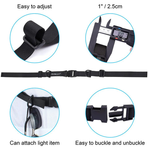 Heavy Duty Backpack Chest Strap With Quick Release Buckle, Adjustable 8 To 22 Inches, 1 Inch Webbing, D Ring Attachments, Black