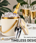 3L Double Wall Insulated Stainless Steel Ice Bucket With Scoop For Cocktails And Bar Parties on a table