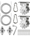 Shade Sail Hardware Kit All In One Ratchet Winch And Cable Rope Tightener For Rectangle Square And Triangle Shade Sail Installations Includes Pad Eyes Snap Hooks Wires Anchors And Complete Hanging Kit No Fuss Easy Install stainless steel parts.