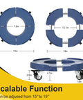 Round Trash Can Dolly With Wheels, Heavy Duty 440 Lb Capacity, Adjustable 15 To 19 Inch Diameter, Blue