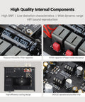 High quality internal components of A80 Bluetooth Stereo Amplifier DAC With PFFB And 2 Channel Hi Res Class D Beefy Power Amp
