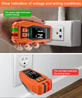Three-Wire 120V AC Outlet Tester With GFCI Function, Detects Open Ground, Open Neutral, Hot Ground Reverse, Hot Neutral Reverse, Open Hot, Dual Open, Color LCD Screen, LED Indicator Lights, Must-Have Standard 3-Wire Receptacle Tester in 120V outlet