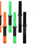 6 Pack Bike Rack Straps 60x2 Cm Adjustable Wheel Stabilizers with Hook in Black, Green, and Orange.