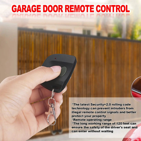 Hand holding Three Pack Garage Door Opener Remote Compatible With Multicode 300MHz 10 Dip Switch 3089 3060 3070 Remote