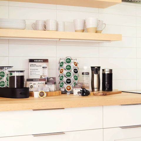 36 Pod Coffee Pod Storage Carousel With 360 Degree Rotation Space Saving Chrome Finish Organizer For K Cup Pods in kitchen