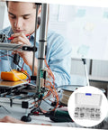 Technician working with electronics showing 60 Pack Assorted Glass Tube Fuses Kit For Home Appliances Electronics And Auto Use 5x20mm Fuses 0.5A To 20A Pack With Portable Carry Case For Easy Fixes And No Drama Troubleshooting inset