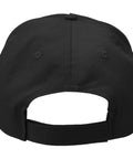 Back view of Love Camping And Sippin' Wine In The RV Adjustable Printed Baseball Hat Black Five Panel Structured Cap With Custom Fit