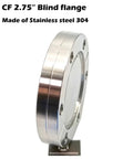CF 2.75 Inch Blind Flange With Through Holes, Non Rotatable Blank Flange In Stainless Steel 304, Vacuum Grade, Pack Of 1, Requires Copper Or Silver Gasket For Seal, angled view
