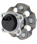 Rear Wheel Bearing Hub Assembly Fits 2012 2019 Toyota Mirai Plus Prius V Generation Three chrome and black metal assembly.