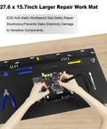 Person using Extra Large Anti Static Soldering Mat Pro Grade Gear Heat Resistant 932 Degrees Fahrenheit Silicone ESD Safe Work Pad