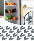 20 Pcs Industrial Freezer Shelf Clips Reinforced in use in a stocked refrigerator, highlighting easy fit and stability.