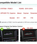 Compatible models list for Wireless CarPlay Module for Porsche PCM3.1 Cayenne Macan 911 Panamera Bosxter Android Auto Car Accessory