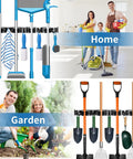 Heavy Duty Wall Mount Broom Holder And Tool Organizer Set With 3 Racks And 4 Hooks Metal Garage Storage for home and garden.